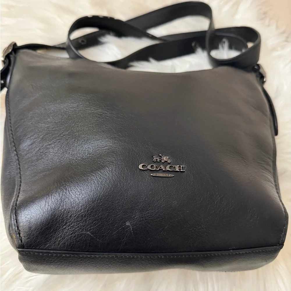 VINTAGE COACH#21377 Black Leather Small Dufflette Crossbody Bag